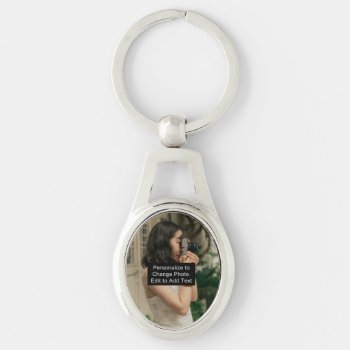 Custom Photo Art Name Monogram Quote Oval Metal Keychain by Sandyspider at Zazzle