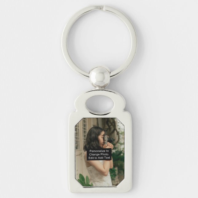 Custom Photo Art Name Monogram Quote Rectangle Keychain (Front)
