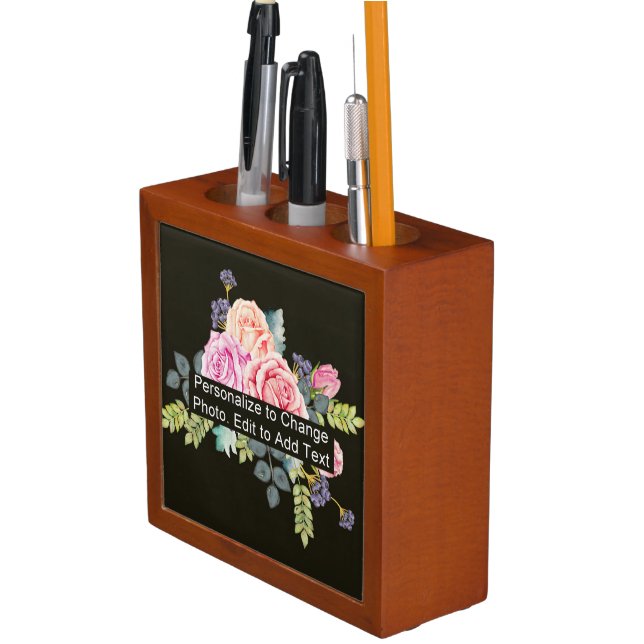 Custom Photo Art Pattern Name Quote Desk Organizer (In Situ)