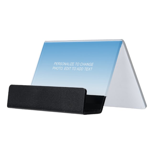 Custom Photo Artwork Logo Name Quote Desk Business Card Holder (Angled Front)