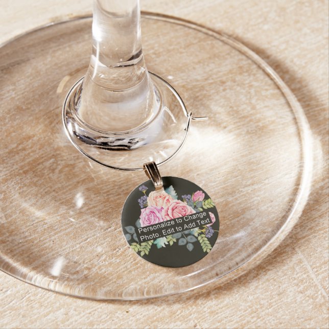 Custom Photo Artwork Name Quote Wine Charm (In Situ)