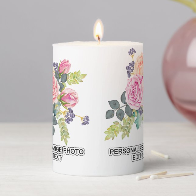 Custom Photo Artwork Slogan 3" x 4" Pillar Candle (In Situ)