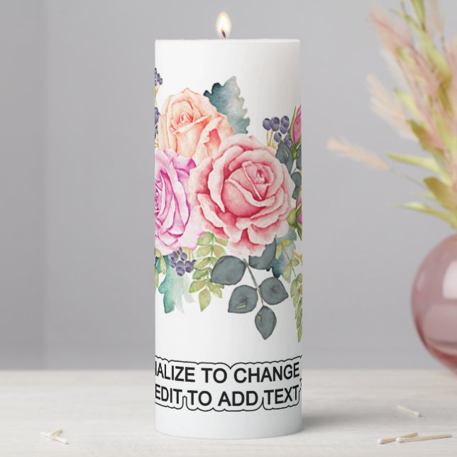Custom Photo Artwork Slogan 3" x 8" Pillar Candle (In Situ)