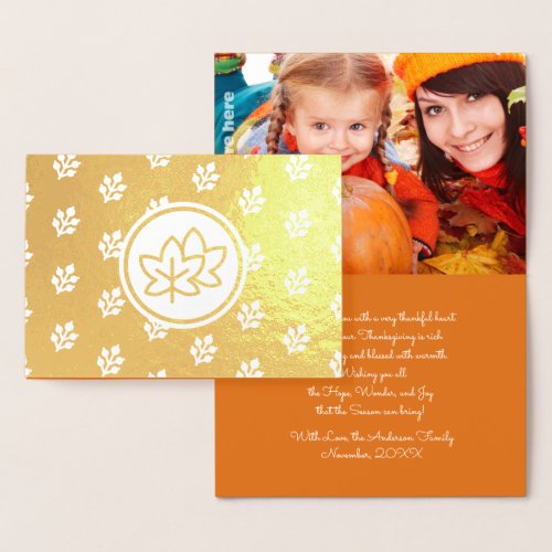 Custom Photo  Autumn Leaves Berries Thanksgiving  Foil Card