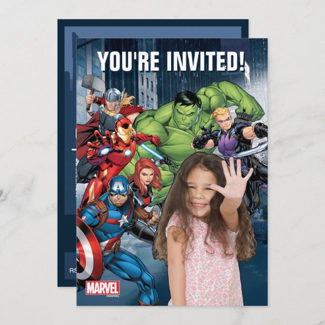Custom Photo Avengers Birthday Invitation (Front/Back)