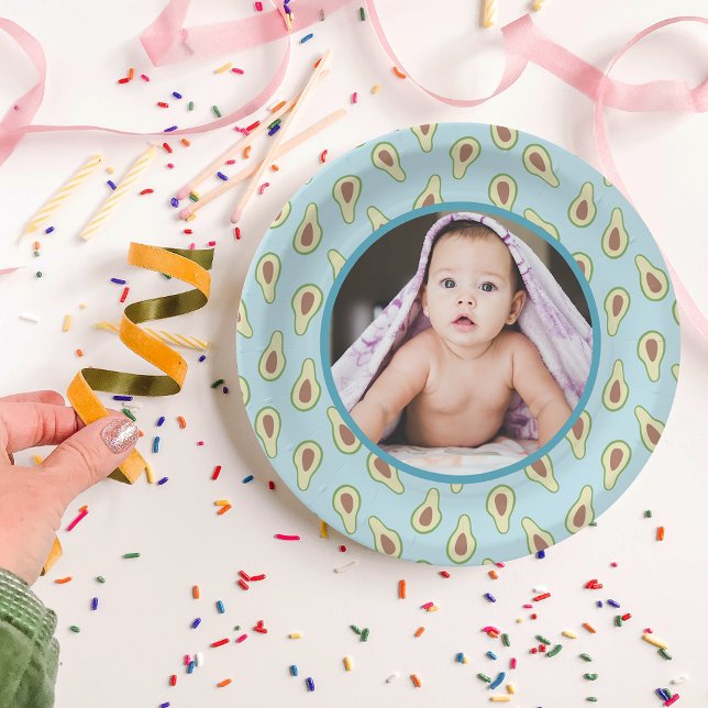 Custom Photo Avocado Pattern Party Paper Plates (Custom Photo Avocado Pattern Party Paper Plates)