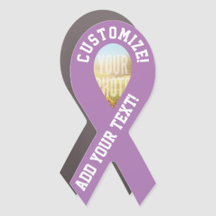 Custom Photo Awareness Purple Ribbon Car Magnet