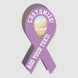 Custom Photo Awareness Purple Ribbon Car Magnet