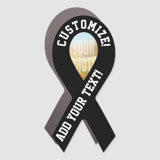 Custom Photo Awareness Ribbon Black Car Magnet (Front)