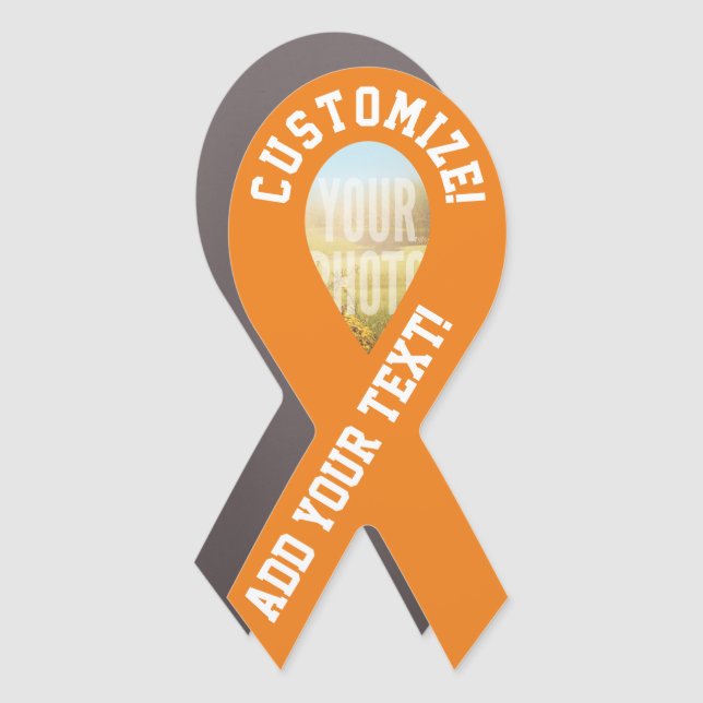 Custom Photo Awareness Ribbon Orange Car Magnet (Front)