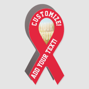 Custom Photo Awareness Ribbon Red Car Magnet