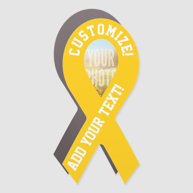 Custom Photo Awareness Ribbon Yellow Car Magnet (Front)
