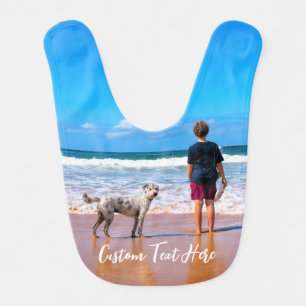 Custom Photo Baby Bib with Text Personalized