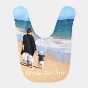 Custom Photo Baby Bib with Text Your Own Design
