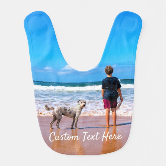 Custom Photo Baby Bib Your Pets Photos and Text (Front)