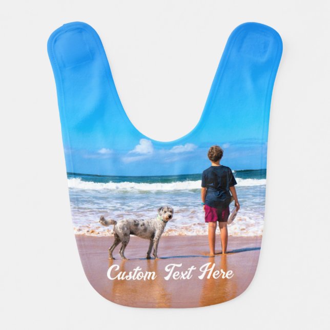 Custom Photo Baby Bib Your Photos and Text (Front)
