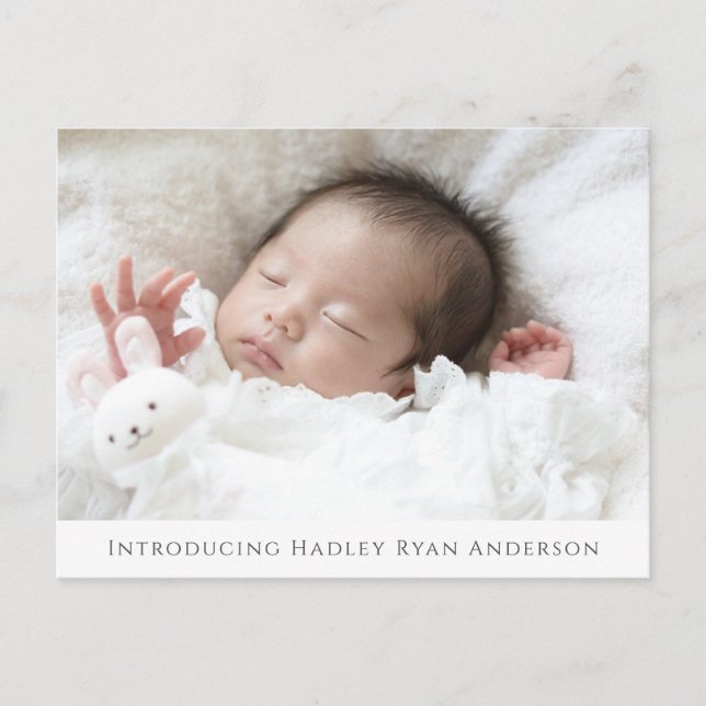 Custom Photo Baby Birth Announcement Postcard (Front)
