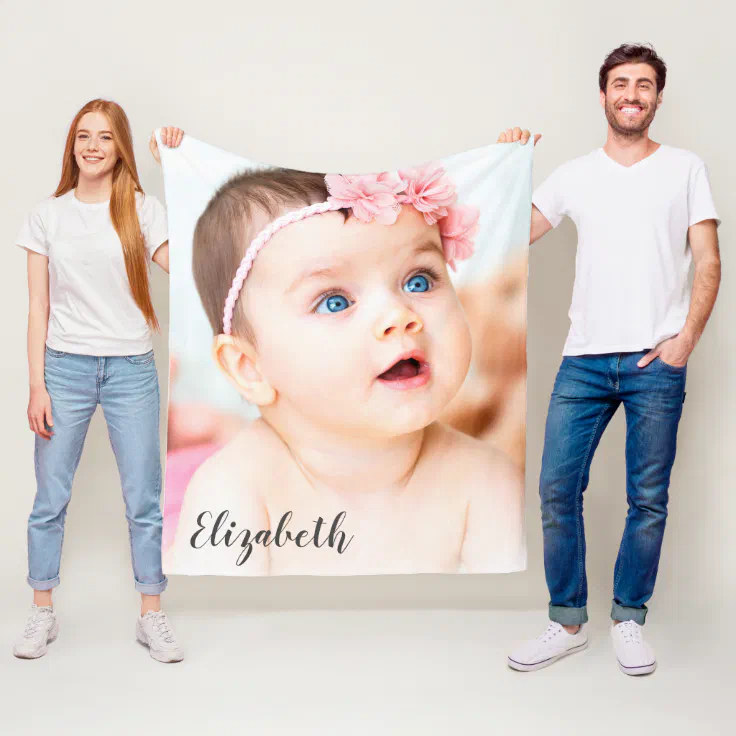 Custom Photo Baby Family Name Fleece Blanket Zazzle