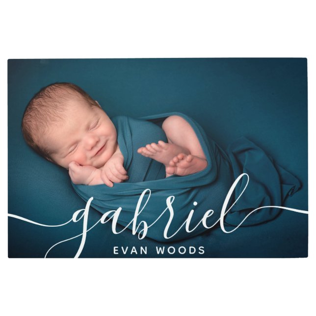 Custom Photo Baby Name Template Personalized Baby  Metal Print (Front)
