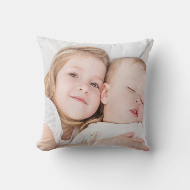 Custom photo baby newborn brother sister throw pillow (Front)