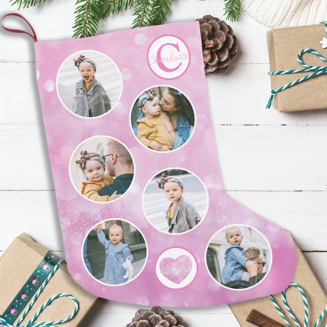 Custom Photo Baby Pink Small Christmas Stocking (Creator Uploaded)