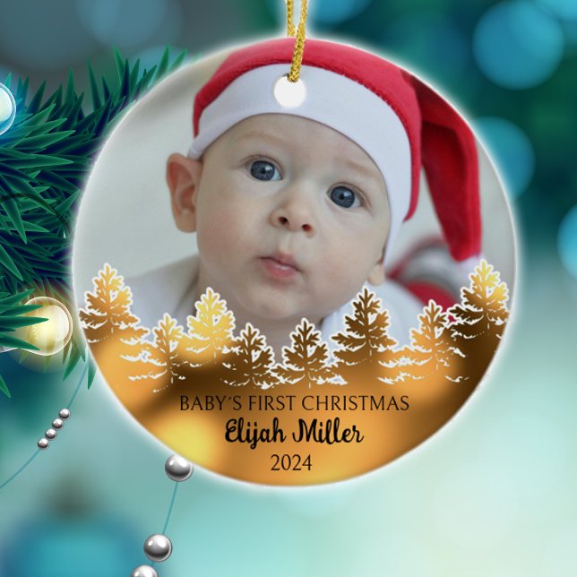 Custom Photo Baby´s First Christmas  Ceramic Ornament (Creator Uploaded)
