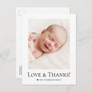Custom photo Baby Shower Love and Thanks Postcard