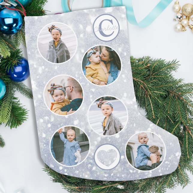 Custom Photo Baby Silver Small Christmas Stocking (Creator Uploaded)