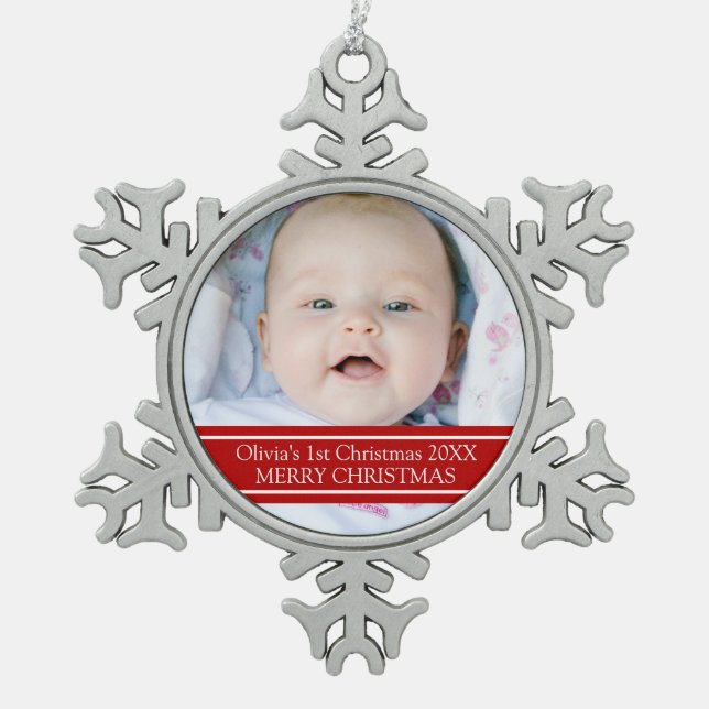 Custom Photo Baby's 1st Christmas Ornament (Front)