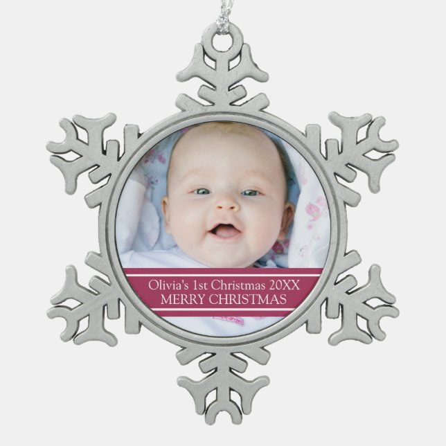 Custom Photo Baby's 1st Christmas Ornament (Front)