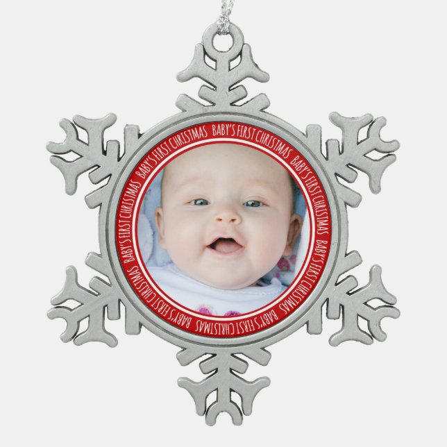 Custom Photo Baby's 1st Christmas Ornament Red (Front)