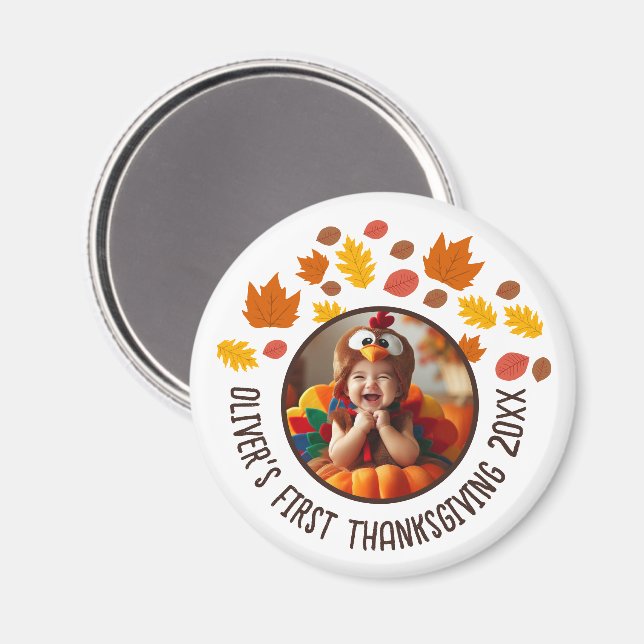 Custom Photo Baby's 1st Thanksgiving Fall Gift  Magnet (Front/Back)