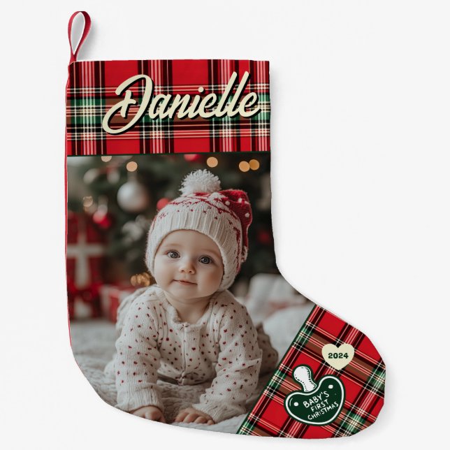 Custom Photo Baby's First Christmas Small Christmas Stocking (Front)