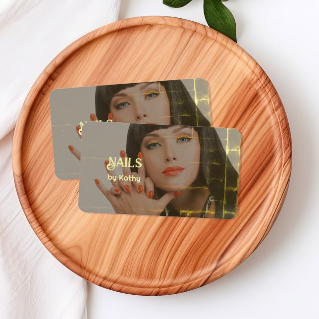 Custom Photo Background Nail Tech Business Card (Nails Technician Manicurist Visiting Cards)