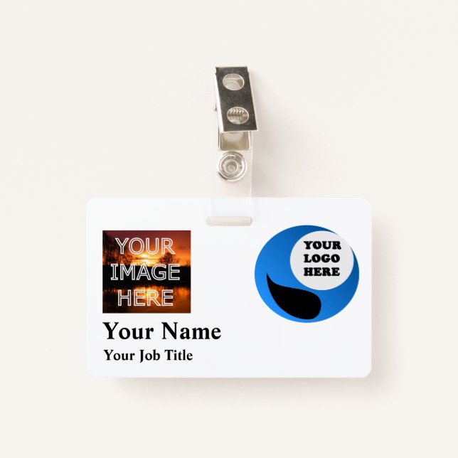 Custom Photo Badge Name Tag Template (Front with Clip)