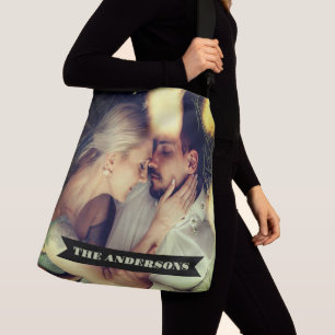 Custom photo banner text crossbody bag