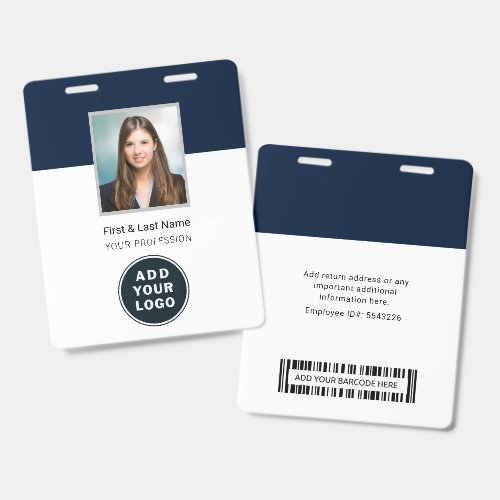 Custom Photo Barcode and Logo Corporate Employees Badge