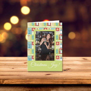 Custom Photo Bartender Christmas Joy Holiday Card