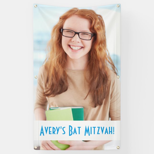 Custom Photo Bat Mitzvah Banner (Vertical)