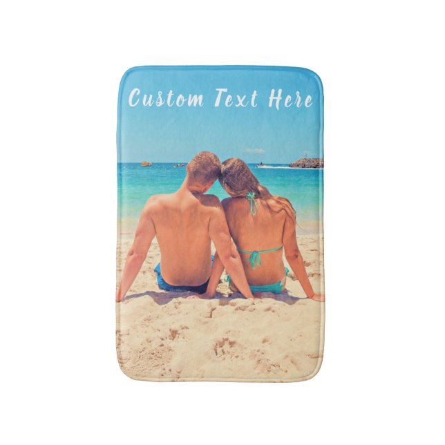 Custom Photo Bath Mat with Your Photos and Text (Front Vertical)