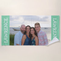 Custom photo beach towel mint - personalized gift