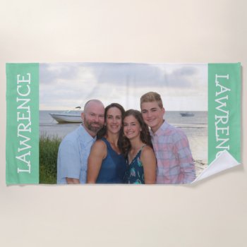 Custom Photo Beach Towel Mint - Personalized Gift by Team_Lawrence at Zazzle