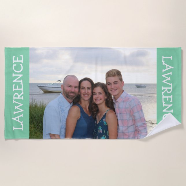 Custom photo beach towel mint - personalized gift (Front)
