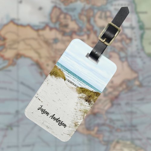 Custom photo beach vacation luggage tag