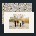 Custom Photo Beautiful Gray Botanical Elegant Holiday Card<br><div class="desc">Wish your friends and family a Happy Holidays with these beautiful cards featuring your favorite photo and a beautiful botanical design in gray on the back.</div>