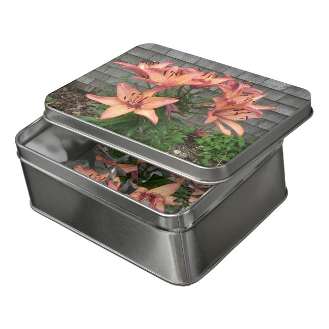 CUSTOM PHOTO Beautiful Peach Daylily Jigsaw Puzzle (Lid Open)