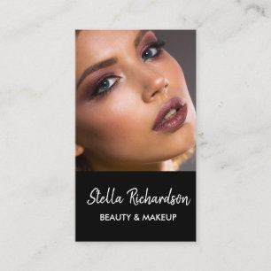 Custom photo beauty black business card