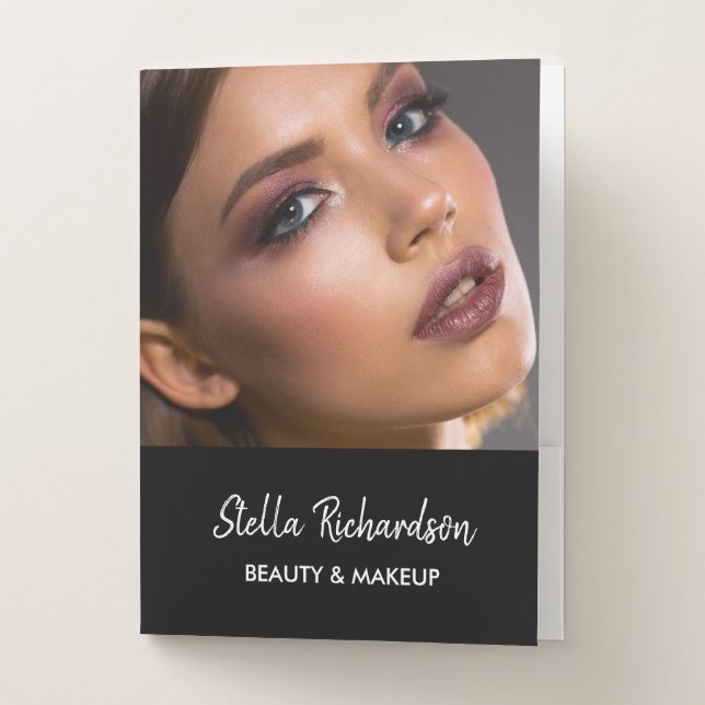 Custom photo beauty black pocket folder (Front)
