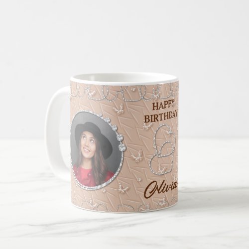 Custom Photo Beige Background Coffee Mug
