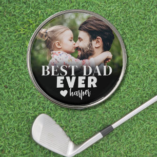 Custom Photo Best Dad Black White Golf Ball Marker